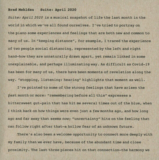 Brad Mehldau - Suite: April 2020 - CD