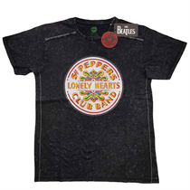 The Beatles Unisex T-Shirt: Sgt Pepper Drum Snow Wash (Black)