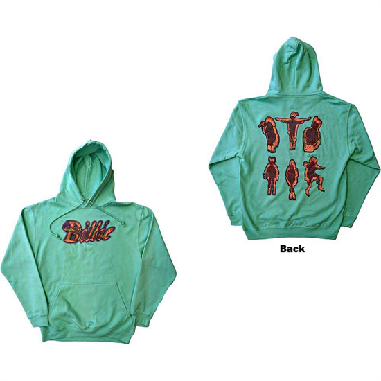 Billie Eilish Unisex Pullover Hoodie: Silhouettes GREEN (Back Print)