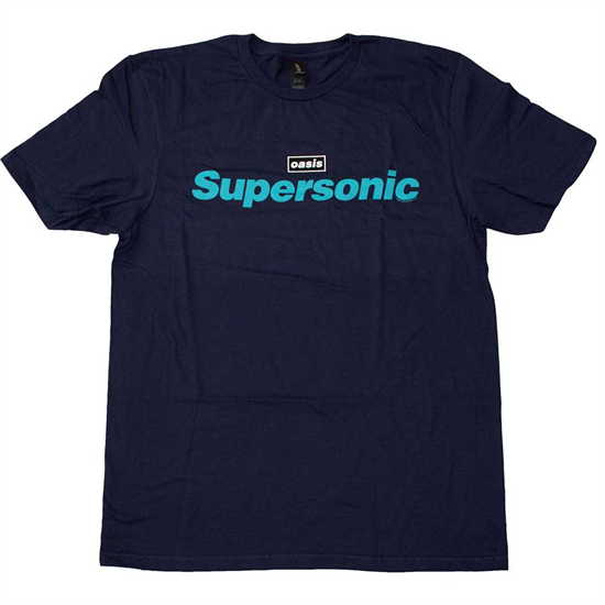 Oasis Unisex T-Shirt: Supersonic Title Colour (Navy Blue)