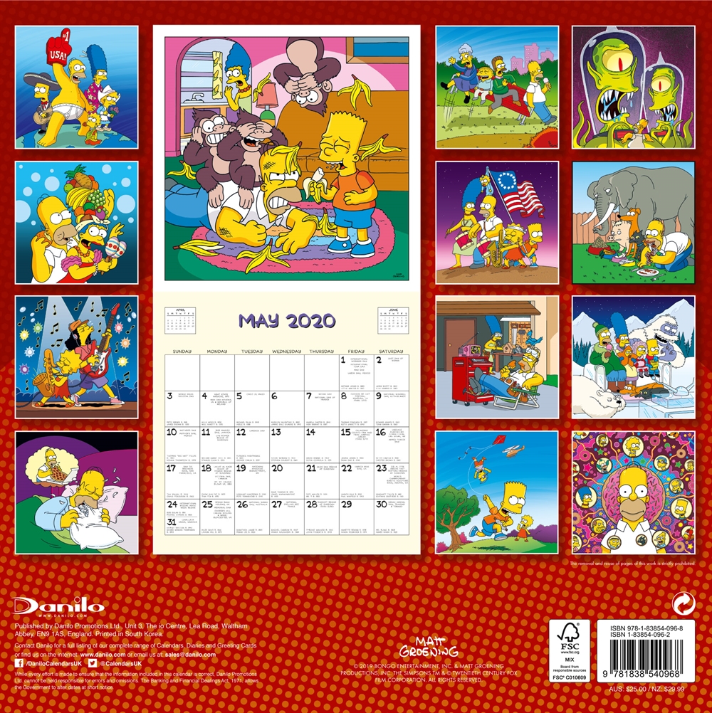 The Simpsons: Calendar 2020