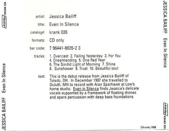 Bailiff, Jessica - Even In Silence