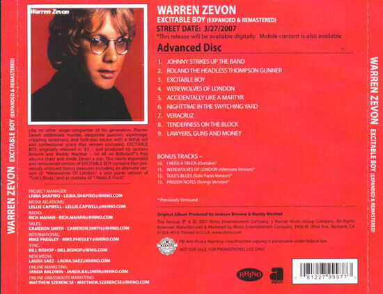 Warren Zevon - Excitable Boy (CD)